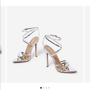 Size 6 UK size 4 silver straps heels